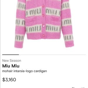 MIU MIU mohair intarsia-logo cardigan sweater fits S or M oversize for woman